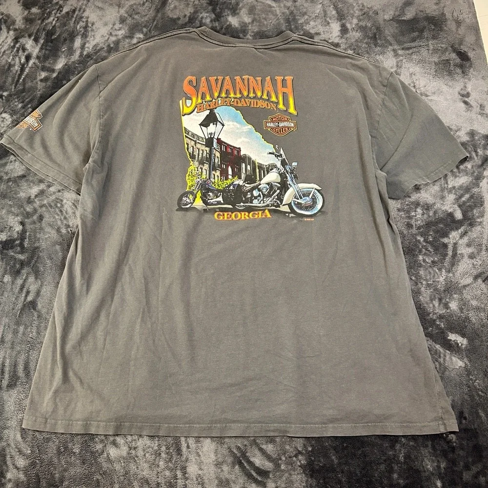 Harley-Davidson Motor Cycle Savannah Georgia T-Shirt Men 3XL Gray Cotton Stretch